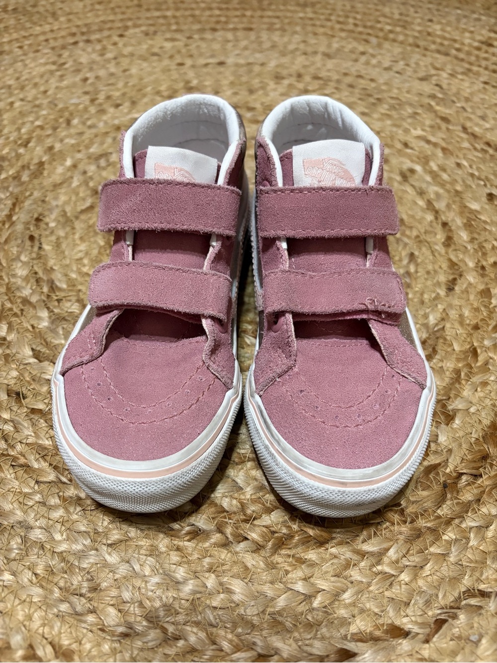 Vans Sk8-Mid Reissue V High Top Sneakers Pink Gold Metallic Kids Size 13